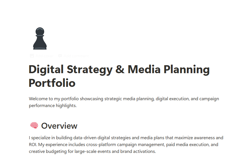 Digital Strategy & Media Planning Portfolio